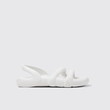 Side view of Kobarah Flat White Sandals.