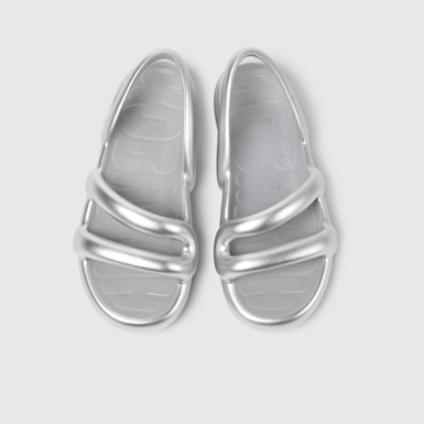 Overhead view of Kobarah Flat Silver Sandals.