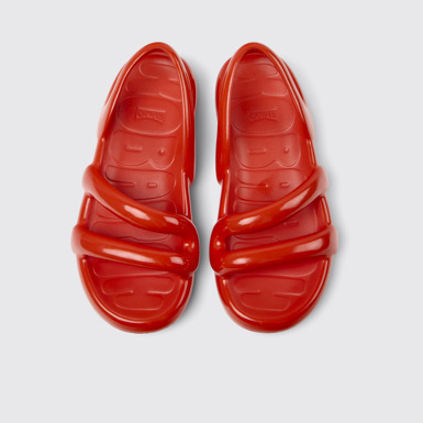 Overhead view of Kobarah Flat Red Sandals.