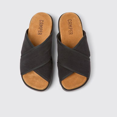 Overhead view of Brutus Sandal Black Textile Cross-strap Sandal for Women