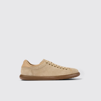 Side view of Pelotas Soller Beige Nubuck and Leather Sneakers for Women.