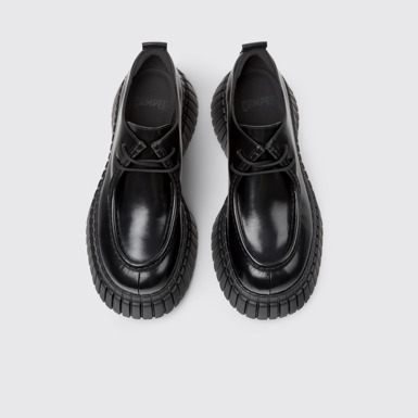 Overhead view of BCN Black leather shoes for women