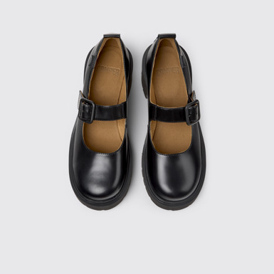 Overhead view of Milah Black Leather Women's Shoe.