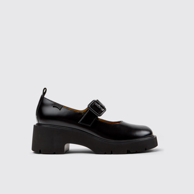 Side view of Milah Black Leather Women's Shoe.