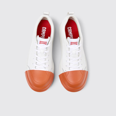 Overhead view of Junction Runner White leather sneakers for women