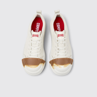 Overhead view of Junction Runner White Leather Women's Sneakers.
