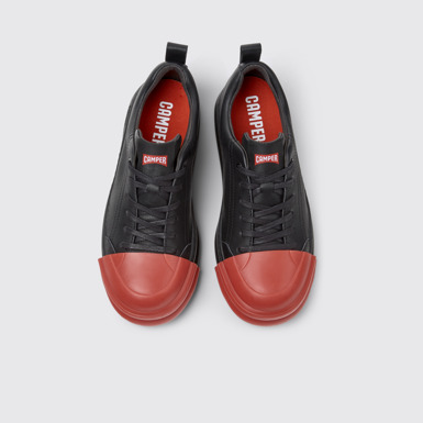 Overhead view of Junction Runner Black Leather Women's Sneakers.