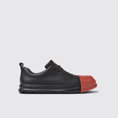 Side view of Junction Runner Black Leather Women's Sneakers.