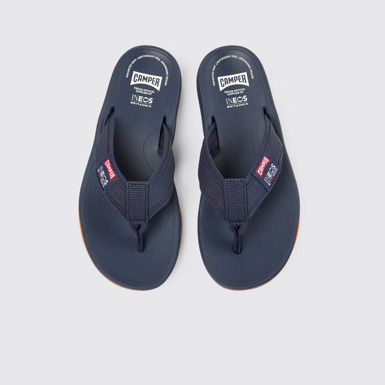 Overhead view of Camper x INEOS Britannia Blue Textile Flip-Flops for Women