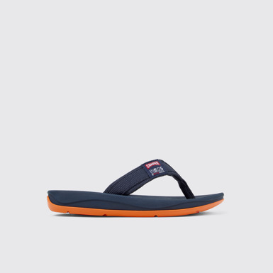 Side view of Camper x INEOS Britannia Blue Textile Flip-Flops for Women