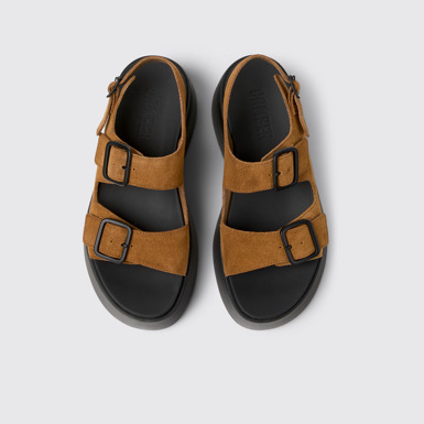 Overhead view of Tasha Brown Nubuck Sandals for Women.