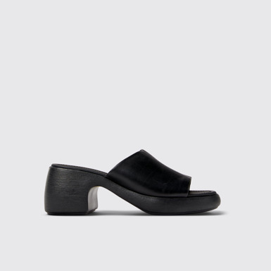Side view of Thelma Sandal Black Leather Sandals for Women.