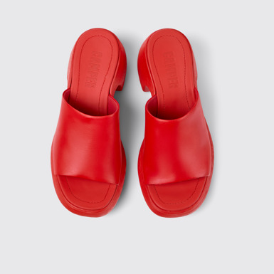 Overhead view of Thelma Sandal Red Leather Sandals for Women.