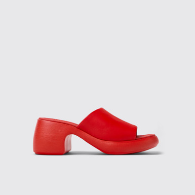 Side view of Thelma Sandal Red Leather Sandals for Women.