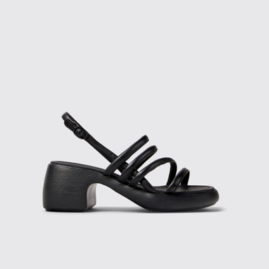 Side view of Thelma Sandal Black Leather Sandals for Women.