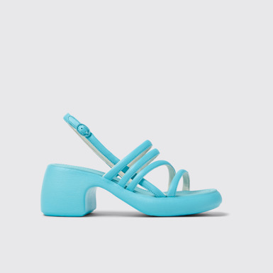 Side view of Thelma Sandal Blue Leather Sandals for Women.