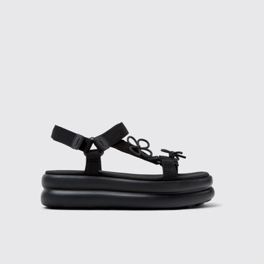 Side view of Twins Black Recycled PET Sandals for Women.