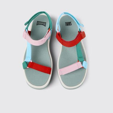 Overhead view of Twins Multicolor Recycled PET Sandals for Women.