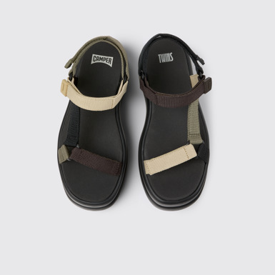 Overhead view of Twins Multicolor Recycled PET Sandals for Women.