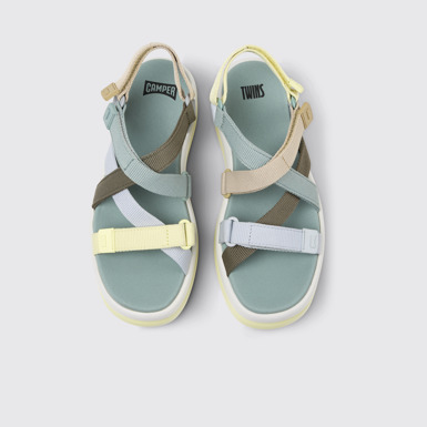 Overhead view of Twins Multicolor Recycled PET Sandals for Women.