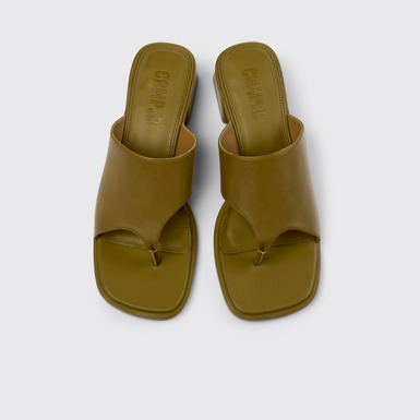 Overhead view of Kora Sandal Green Leather Sandal for Women.