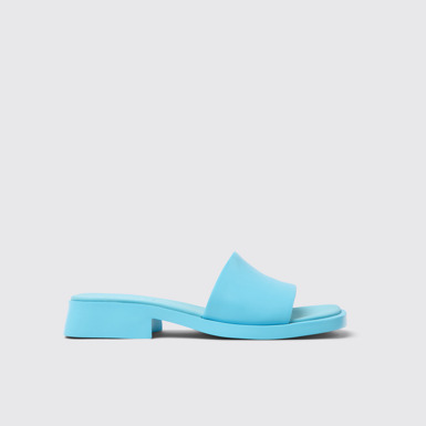 Side view of Dana Blue Leather Sandals for Women.