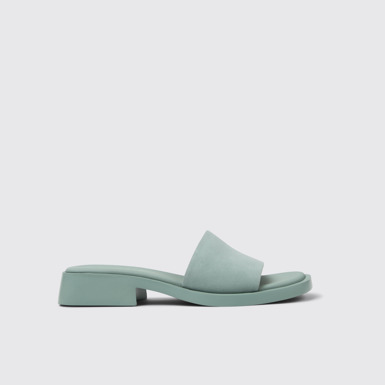 Side view of Dana Green Nubuck Sandals for Women.