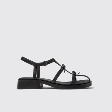 Side view of Dana Black Leather Sandals for Women.