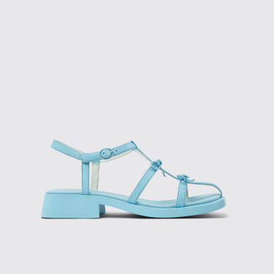 Side view of Dana Blue Leather Sandals for Women.