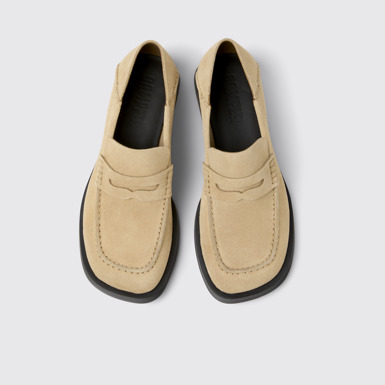 Overhead view of Dana Beige Nubuck Moccasin/Ballerina for Women.