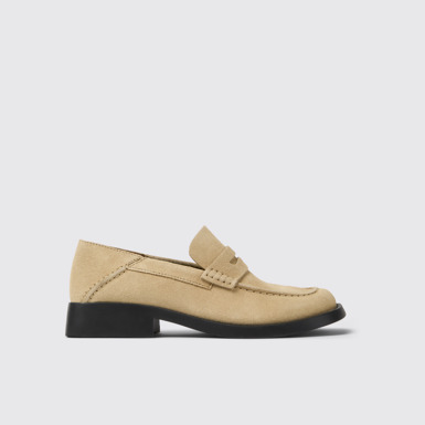 Side view of Dana Beige Nubuck Moccasin/Ballerina for Women.