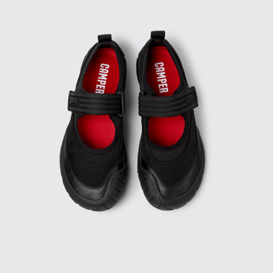 Overhead view of Path Black Leather Sneakers for Women.