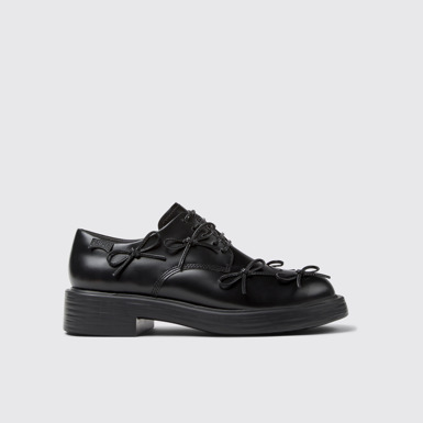 Side view of Dean Black Leather Women's Shoe.