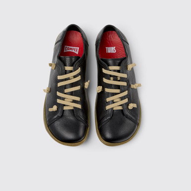 Overhead view of Twins Black Leather Women's Shoe.