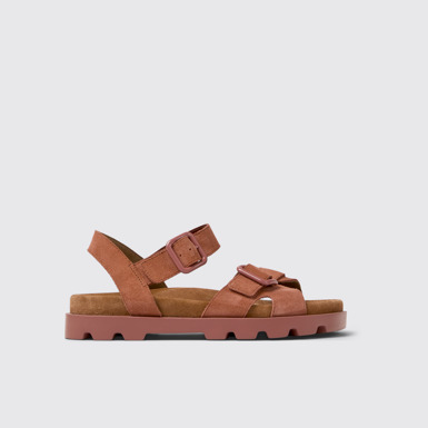 Side view of Brutus Sandal Red Nubuck Sandals for Women.