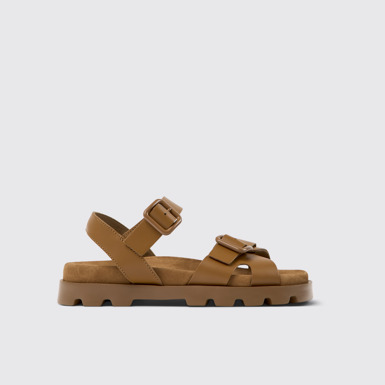 Side view of Brutus Sandal Brown Leather Sandals for Women.