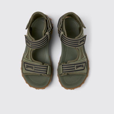 Overhead view of Drift Trail Sandal Green Leather Sandals for Women.