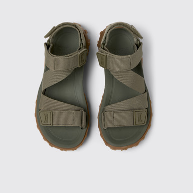 Overhead view of Drift Trail Sandal Green Recycled PET Sandals for Women.