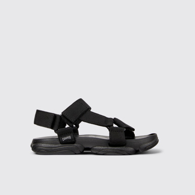 Side view of Karst Sandal Black Recycled PET Women's Sandal.