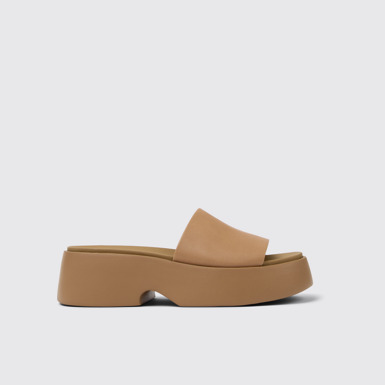 Side view of Tasha Nude Leather Sandals for Women.