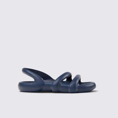 Side view of Kobarah Flat Wide Blue Sandals.