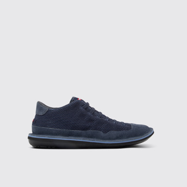 Side view of Beetle Blue TENCEL™ Mesh and Nubuck Ankle Boots for Men.