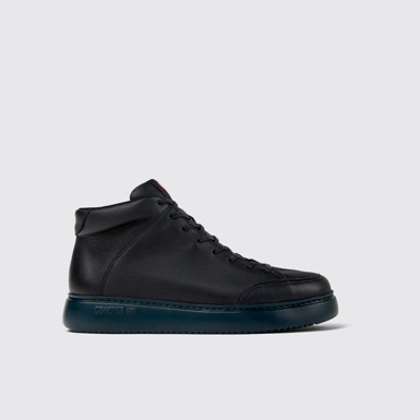 Side view of Runner K21 Black leather sneakers for men