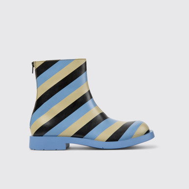 Side view of MIL 1978 Multicolored leather ankle boots for men