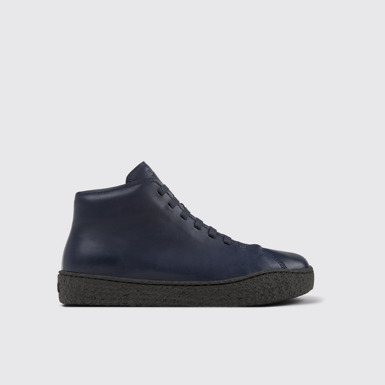 Side view of Peu Terreno Blue Leather Desert Boot for Men