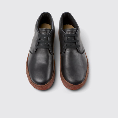 Overhead view of Peu Terreno Black Leather Ankle Boots for Men.