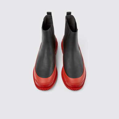 Overhead view of Pix Red and Black Leather Chelsea Boot for Women
