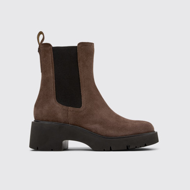 Side view of Milah Brown Nubuck Ankle Boots for Women