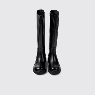 Overhead view of Milah Black leather high-boots for women