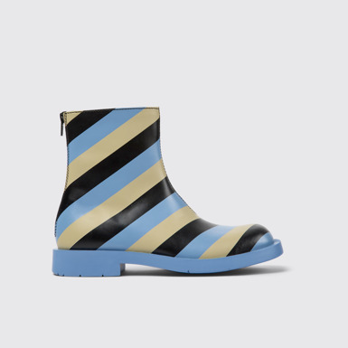 Side view of MIL 1978 Multicolored leather ankle boots for women